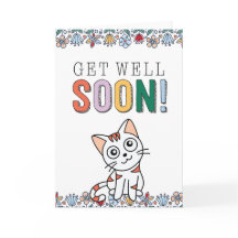 Salir Bien Pronto Tarjeta Con Gato Cuto