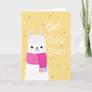 Salir bien pronto tarjeta de saludo de Llama Cute