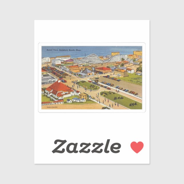 Salisbury Beach Vintage Postcard Pegatina (Hoja)