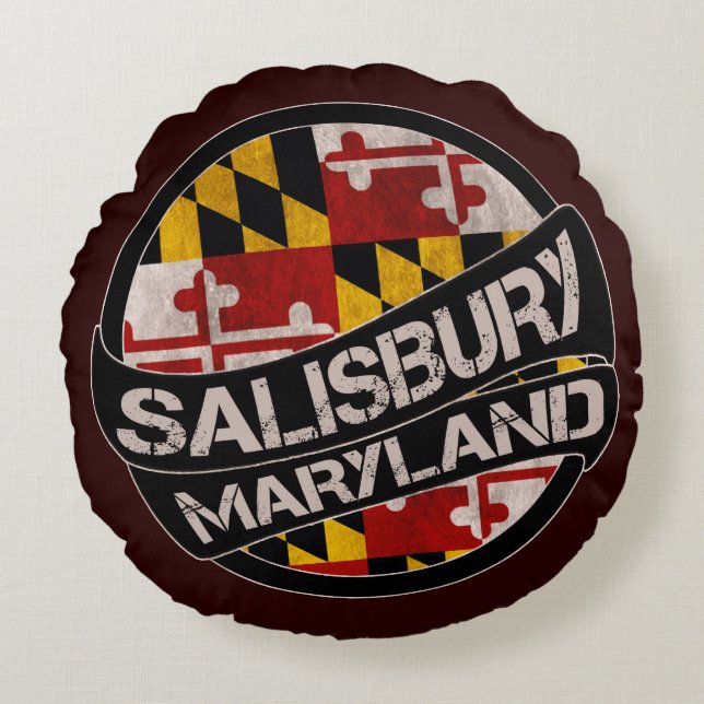 Salisbury Maryland bandera grunge almohada redonda (Anverso)