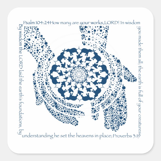Salmo 104:24 y Salmo 3:19 Pegatina cuadrado (Anverso)