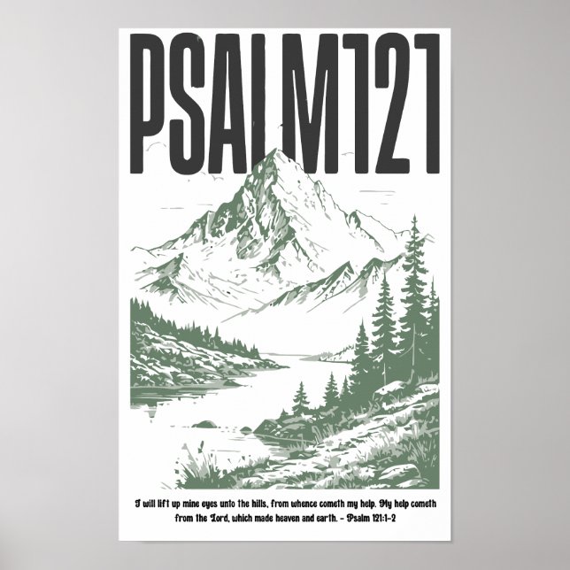 Salmo 121:1-2 “Alzo Mis Ojos a los Montes” Póster (Frente)