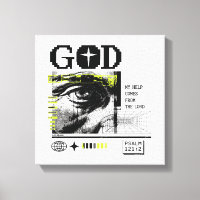 Salmo 121:2 Neon Lima Ojo de Dios Arte Glitch CRT