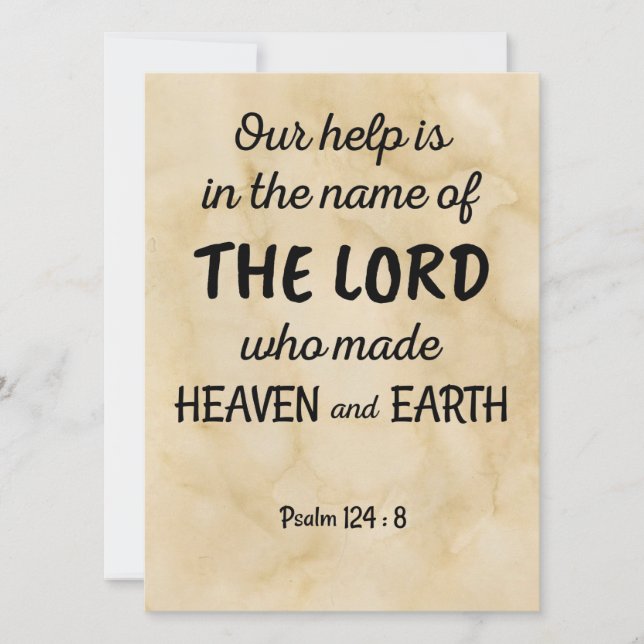 Salmo 124:8 en una tarjeta de felicitación al esti (Anverso)