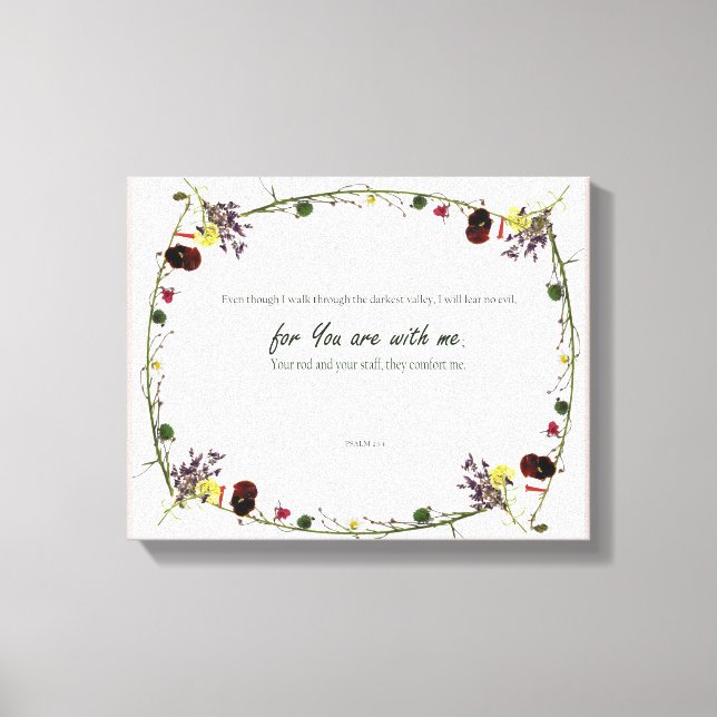 Salmo 23:4, Impresión de lienzo estirado rosa de f (Anverso)