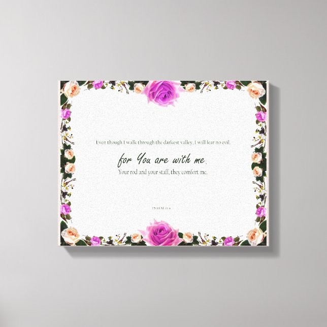 Salmo 23:4, Impresión de lienzo estirado rosa de f (Anverso)