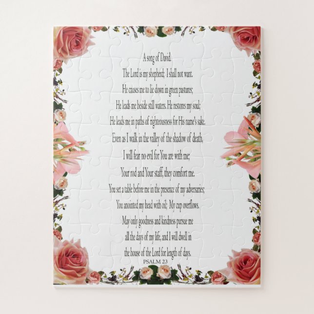 Salmo 23, Borde floral 56 piezas Puzzle fácil (Vertical)