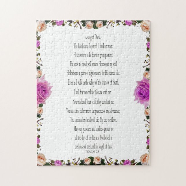 Salmo 23 Bordes Purple Floral, rompecabezas (Vertical)