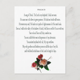 Salmo 23, canción de David, postal floral