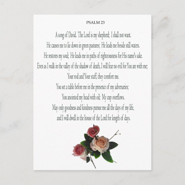 Salmo 23, canción de David, postal floral (Anverso)