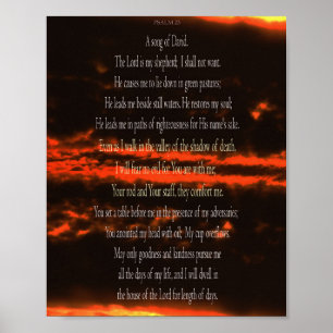 Salmo 23, Cielo Rojo Oscuro, Póster de Valor Papel