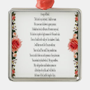 Salmo 23, flor Rosa, ornamento Metalizado
