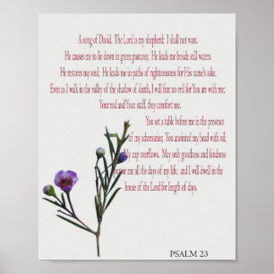 Salmo 23, Póster de Floral Verde Púrpura en Papel 