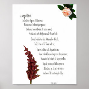 Salmo 23, Verde Floral, Póster de Valor Papel (Mat