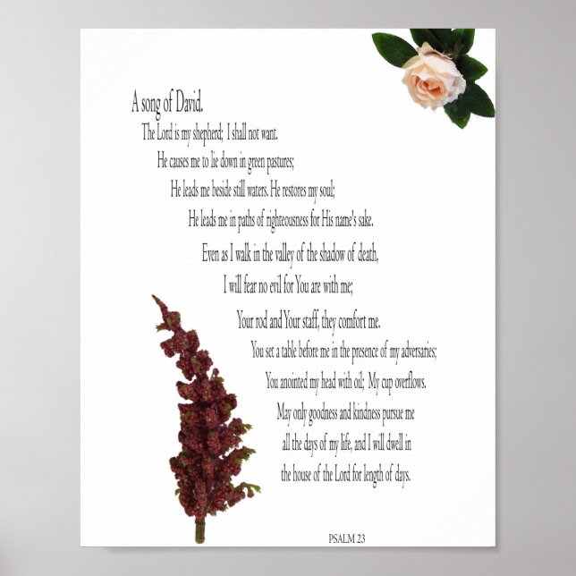 Salmo 23, Verde Floral, Póster de Valor Papel (Mat (Frente)