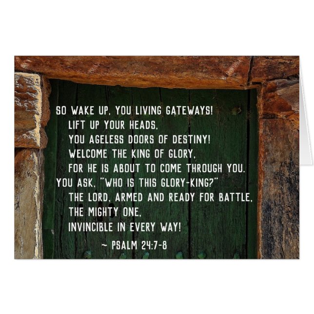 Salmo 24:7-8 Rey de Gloria, Biblia Verse Card (Anverso (Horizontal))