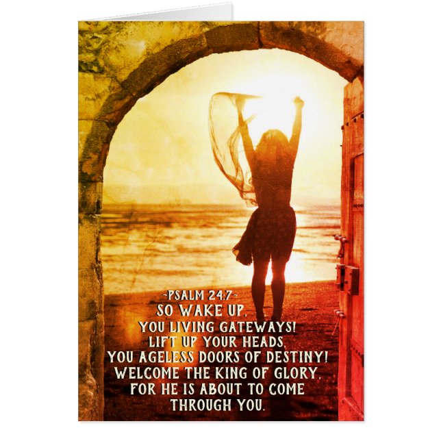 Salmo 24:7-9 Rey de Gloria, Biblia Verse Card (Frente)