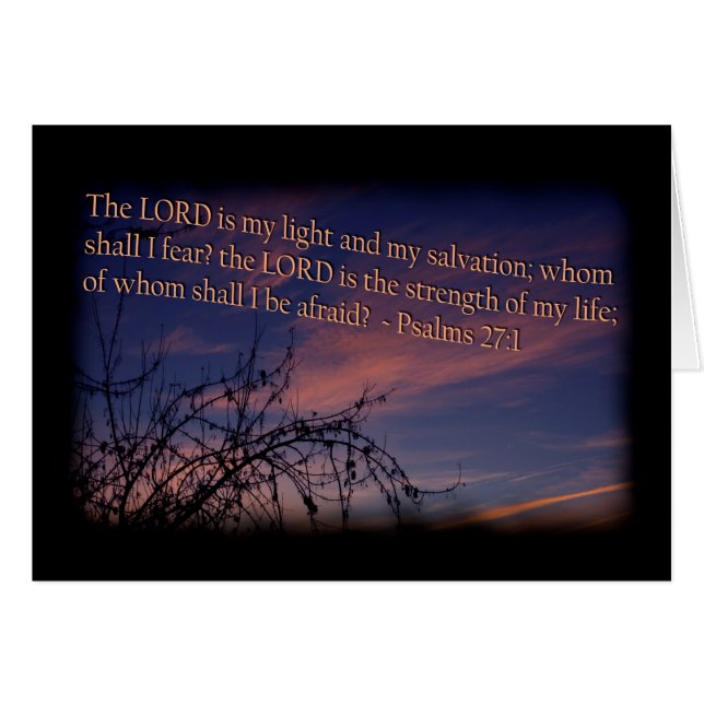 Salmo 27:1 en la frontera negra del amanecer (Anverso (Horizontal))