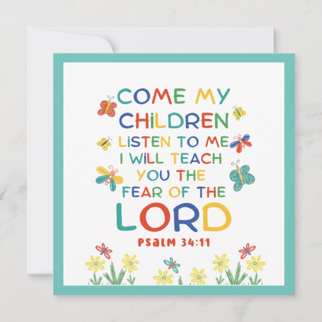 Salmo 34:11 lindo versículo de la biblia para niño (Anverso)