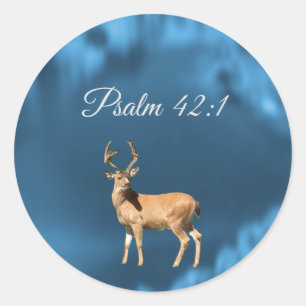 Salmo 42:1 Ciervo Pegatina Redonda Escritura