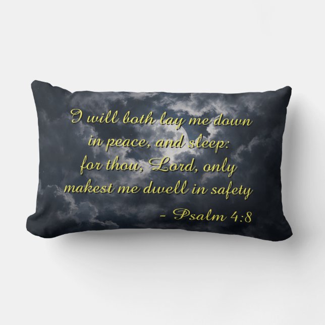 Salmo 4:8 Almohada con fondo nocturno. Bilingüe  (Anverso)