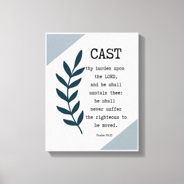 Salmo 55:22 Decoración de pared de tela envuelto c (Anverso)