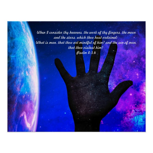 Salmo 8:3,4 Poster brillante del espacio (Anverso)