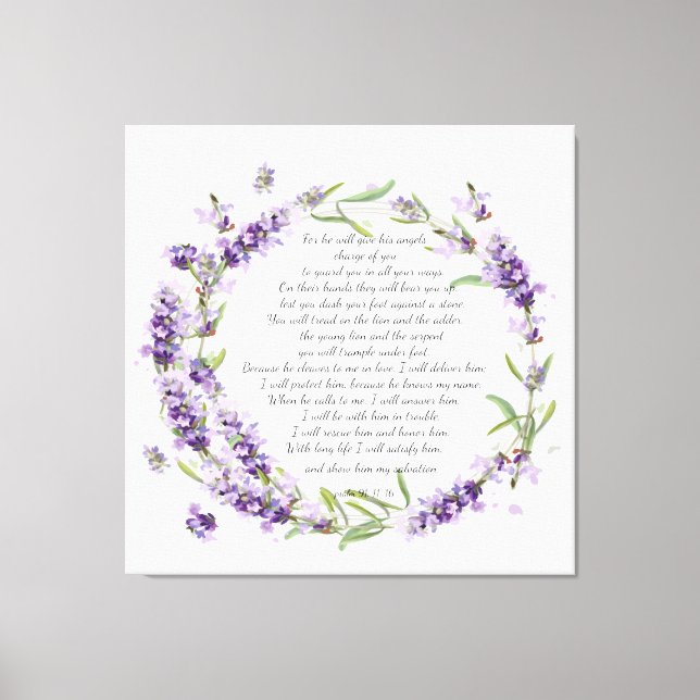 Salmo 91: 11-16 impresión de lona (Anverso)