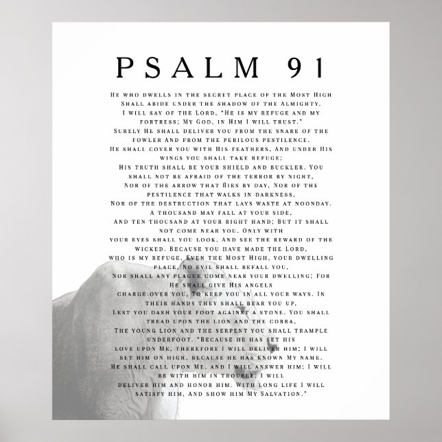 Salmo 91 León Arte de Versículos de la Biblia Cris (Frente)