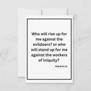 Salmo 94:16 KJV Biblia Verse Tarjeta de felicitaci