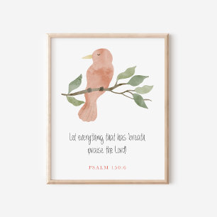 Salmo Cristiano 150:6 Arte de Pájaros en Acuarela