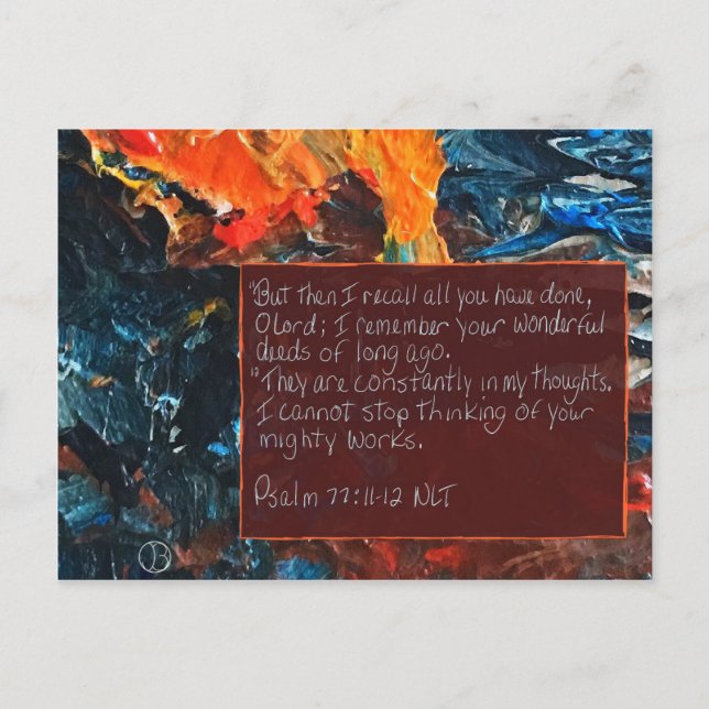 Salmo de tarjeta de escritura 77:11-12 (Anverso)