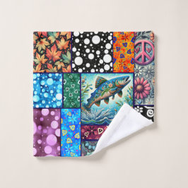 Salmon Crazy Quilt Floral Whimsical Colorful