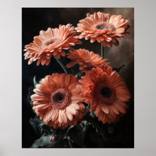 Salmon Gerbera Daisy Flores Poster de arte