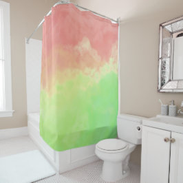 Salmon y Lime Abstract Nubes cortina de ducha