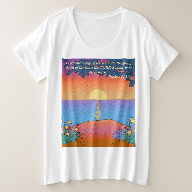 Salmos 113:3 Camiseta cristiana de más tamaño para (Anverso del diseño)