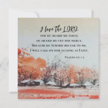 Salmos 116 1-2 Me encanta la tarjeta plana de la B