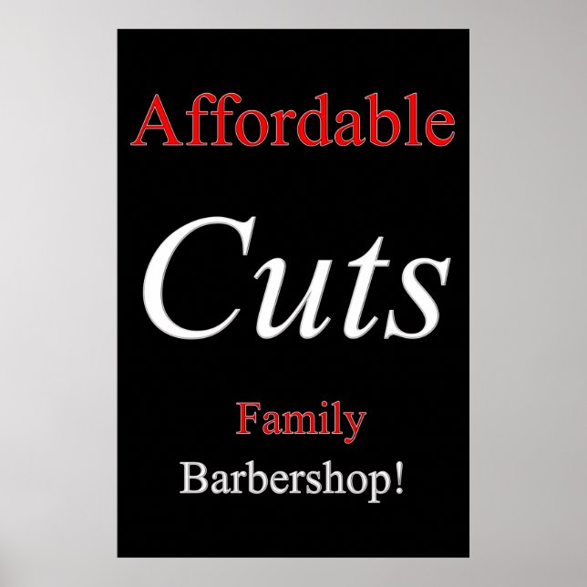 Salon Barbershop Posters Affordable Cuts Family (Frente)