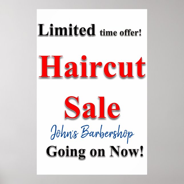 Salon Barbershop Posters Limited Haircut Sale (Frente)