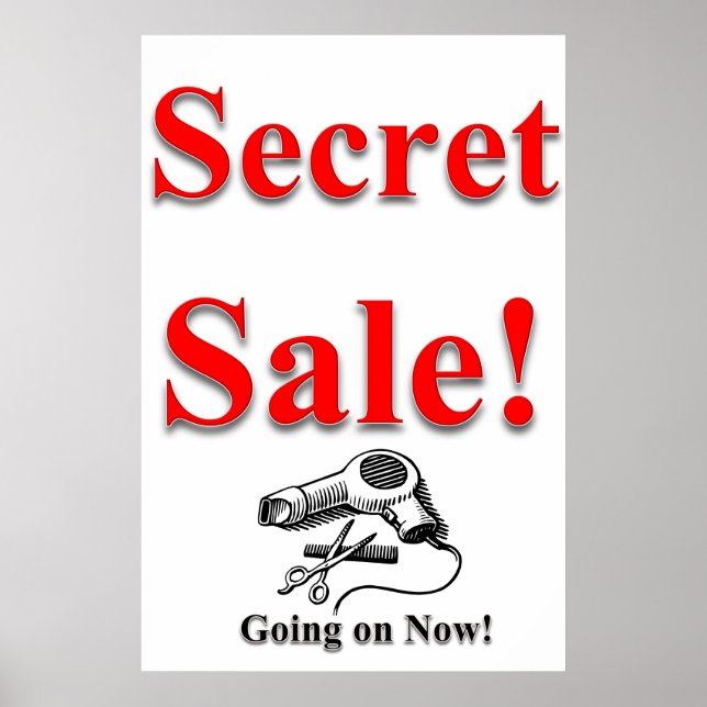 Salon Barbershop Posters Secret Sale White Black (Frente)