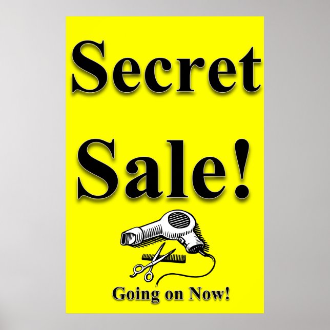 Salon Barbershop Posters Secret Sale Yellow Black (Frente)