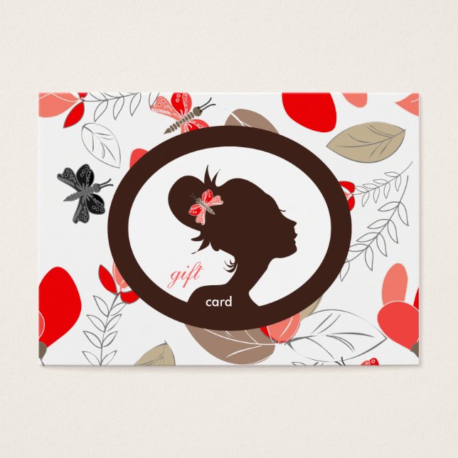 Salon Beauty Gift Card Butterfly Flores Red (Frente)