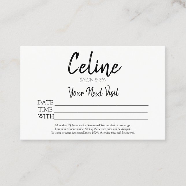 Salón con tarjeta de cita y Spa (Anverso)