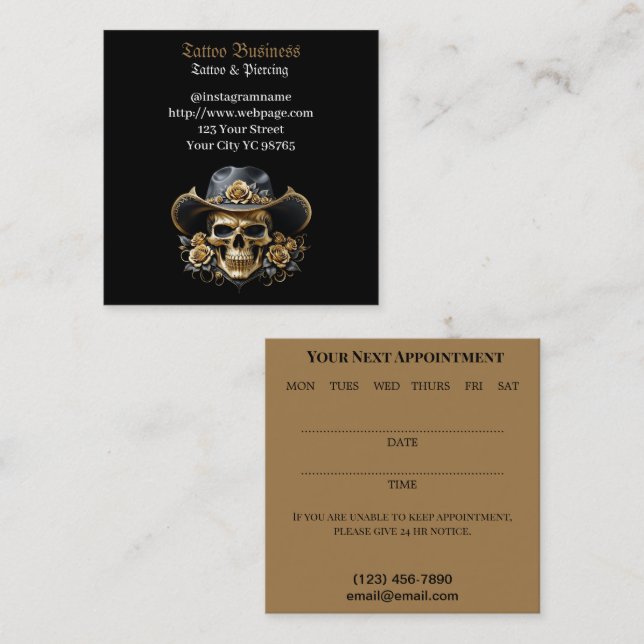 Salón de artistas del tatuaje Tarjeta de presentac (Anverso / Reverso)