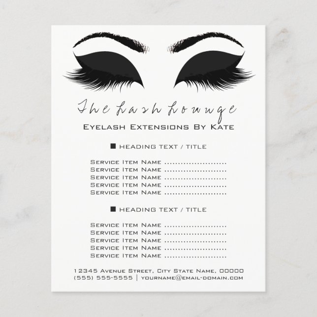 Salón de belleza de maquillaje Flyer blanco negro  (Frente)