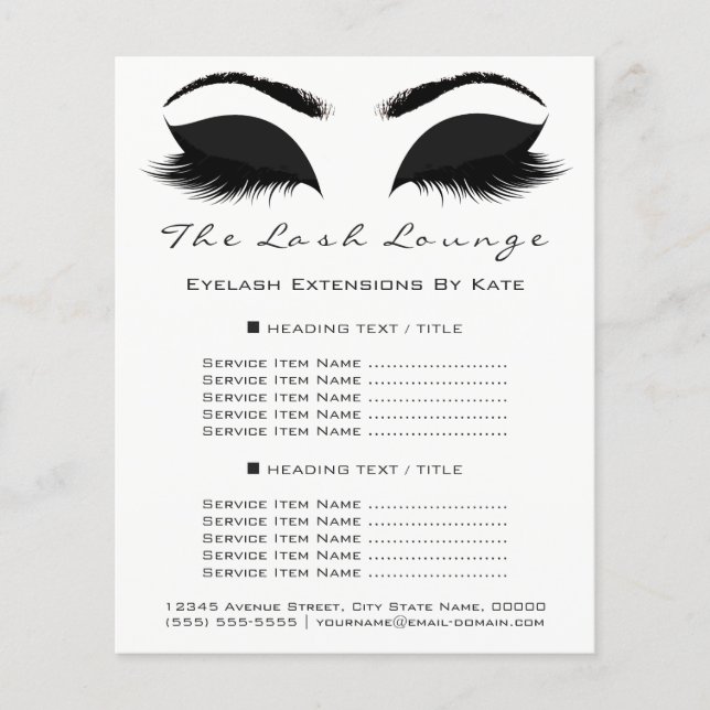 Salón de belleza de maquillaje Flyer blanco negro  (Frente)