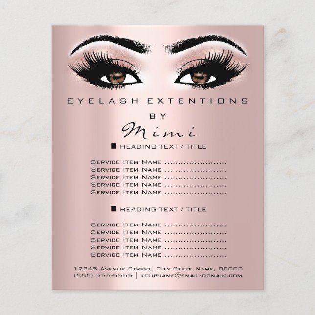 Salón de belleza de maquillaje Lash Flyer Brown Ru (Frente)