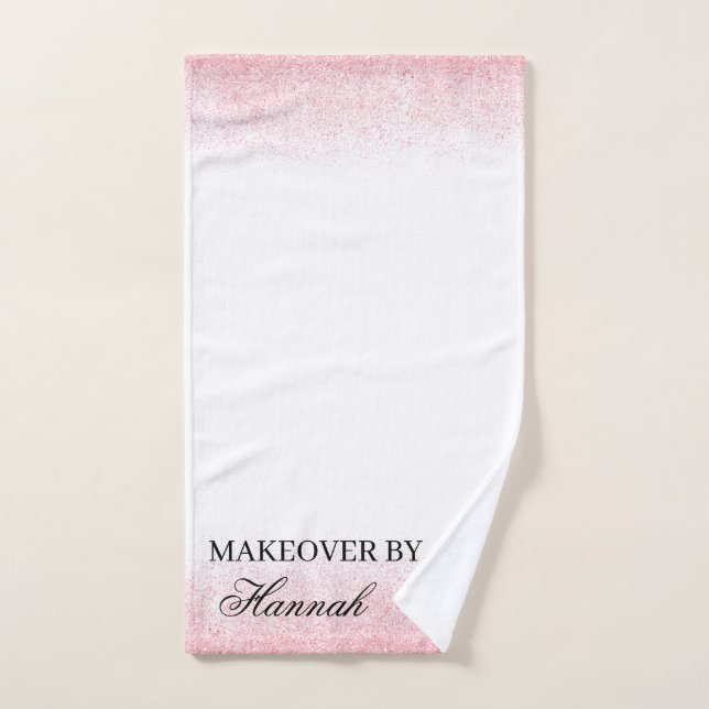 Salón de belleza de Purpurina rosa Lite (Toalla de mano)