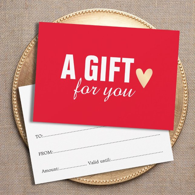 Salón de Belleza Elegante Red Faux Gold Heart (Subido por el creador)