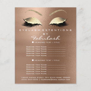 Salón de Belleza Maquillaje Dorado Brillo Folleto 